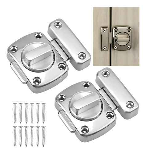 2 Pestillos Cerradura Puerta Gabinete Turn 40mm Baño Norplat Plateado