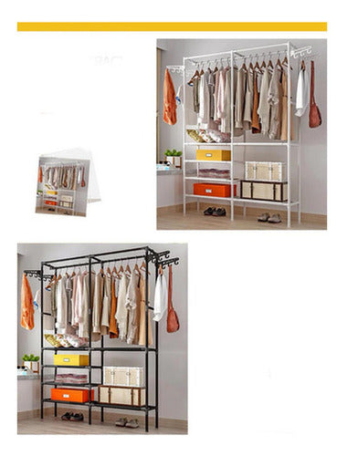 Organizador Ropa Colgador Perchero Con Estantes - Norplat Blanco